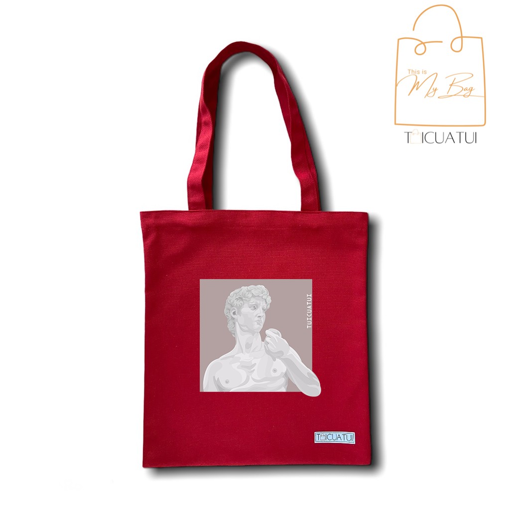 [TOTE BAG LOCAL BRAND] Túi Tote Unisex TUICUATUI Vải Canvas Mẫu In Statue of David Pink