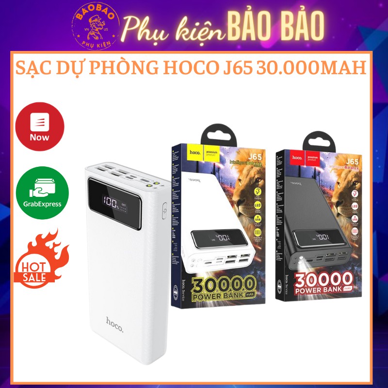 PIN SẠC DỰ PHÒNG HOCO J65 30.000mAh SẠC NHANH 4 CỔNG USB - HIỂN THỊ PIN LED - CHÍNH HÃNG