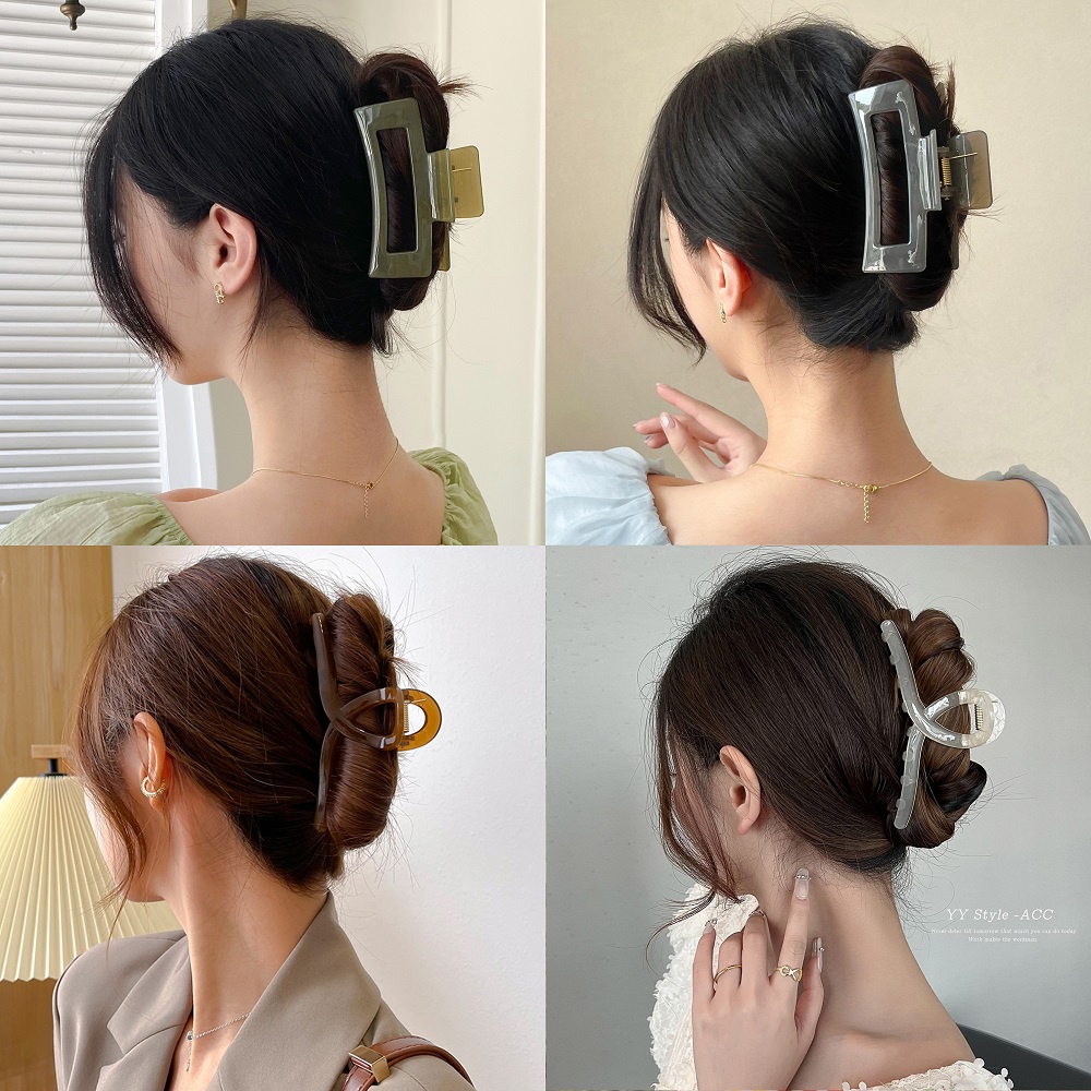 Kẹp Tóc Hình Vuông Bằng Acrylic Trong Suốt Họa Tiết Bướm Thời Trang Cho Nữ