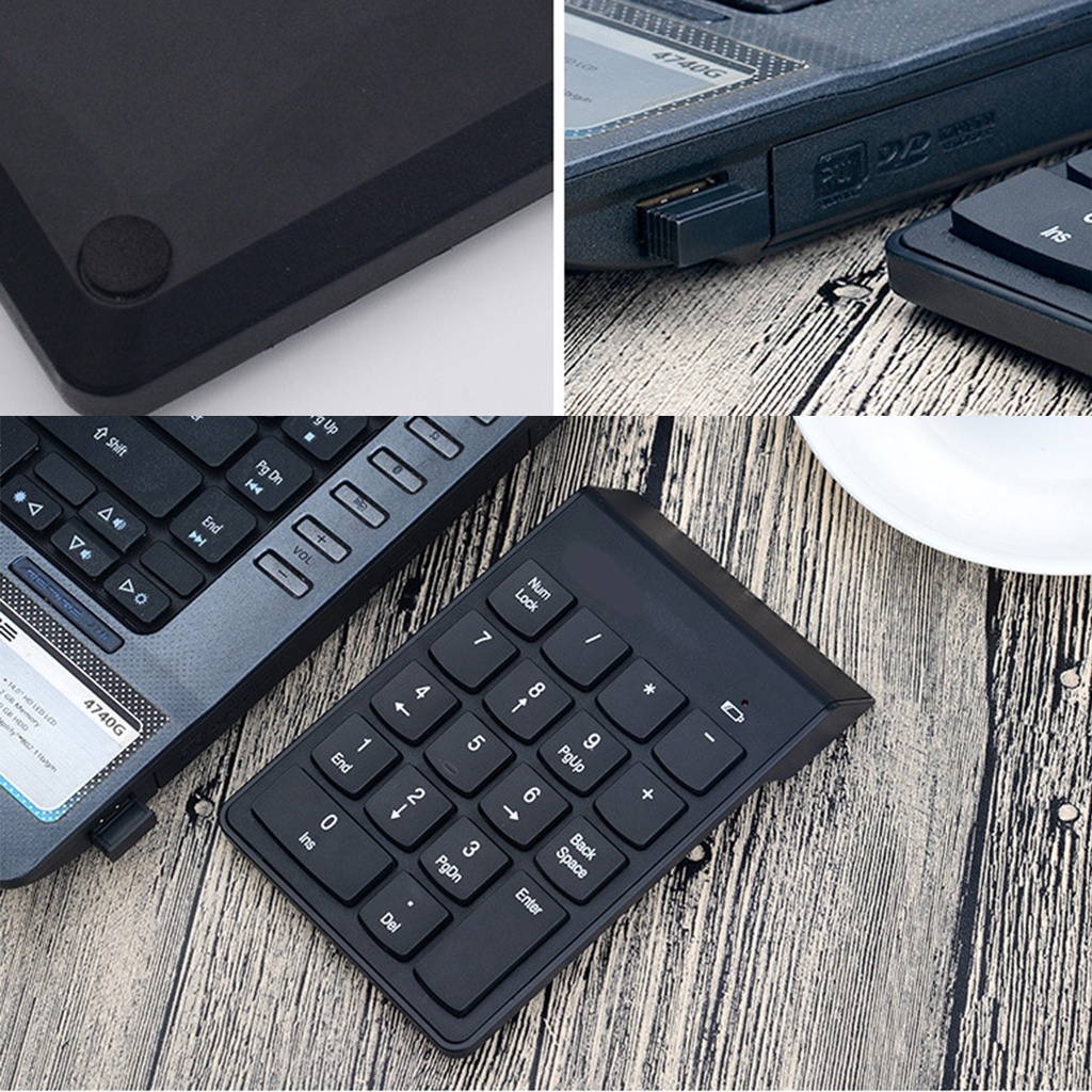 Bàn phím số rời không dây và Bluetooth 5.0 USB 2.4G 18 Phím Mini Numeric Keypad  Kết Nối Không Dây cho laptop/notebook/máy tính bảng