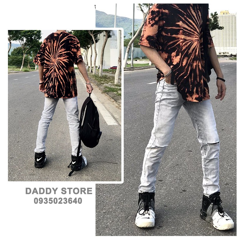 QUẦN JEAN NAM XÁM RÁCH GỐI JEAN CO DÃN [HÌNH 