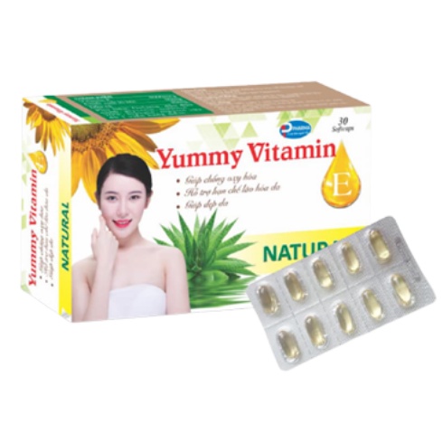 YUMMY VITAMIN E Bổ sung vitamin E, giúp chống oxy hóa, hỗ trợ hạn chế lão hóa da, giúp đẹp da