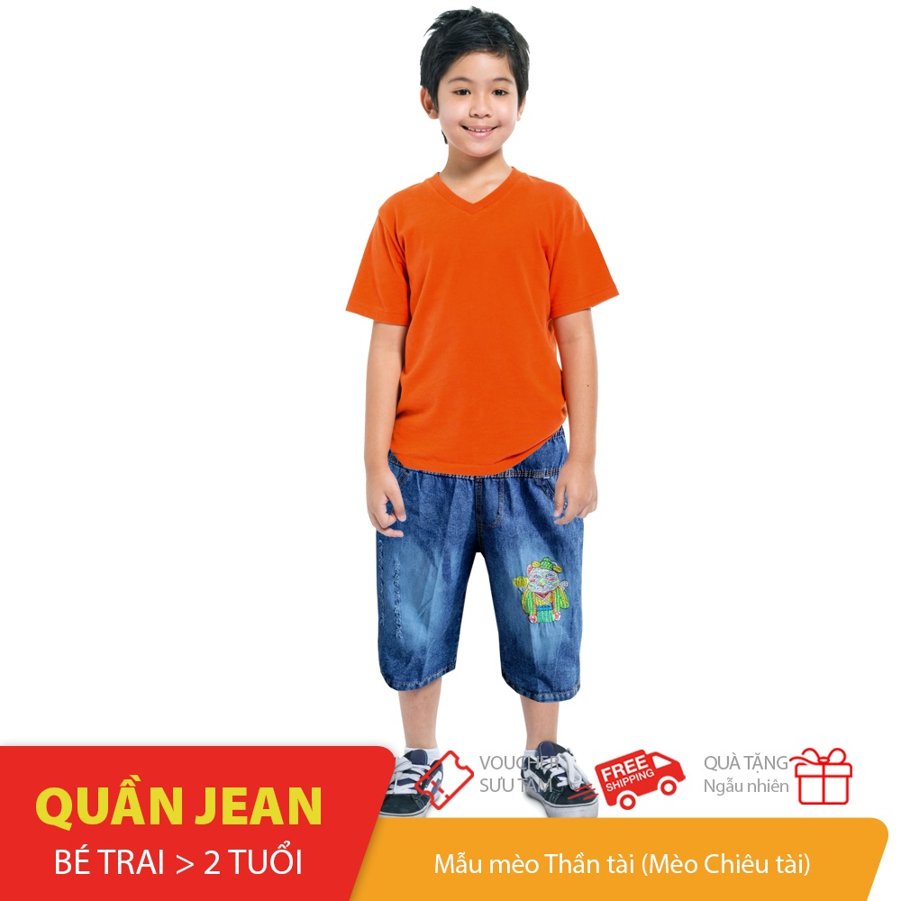 Quần Jean lửng bé trai size 25-50kg mẫu ngẫu nhiên chất jean co giãn