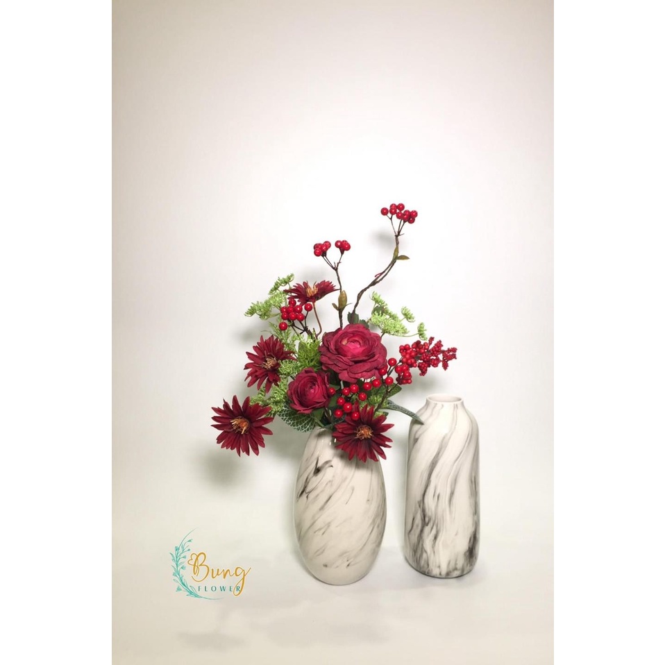 Lọ trang trí - Lọ hoa sứ - Bình hoa vân đá Kaki concept