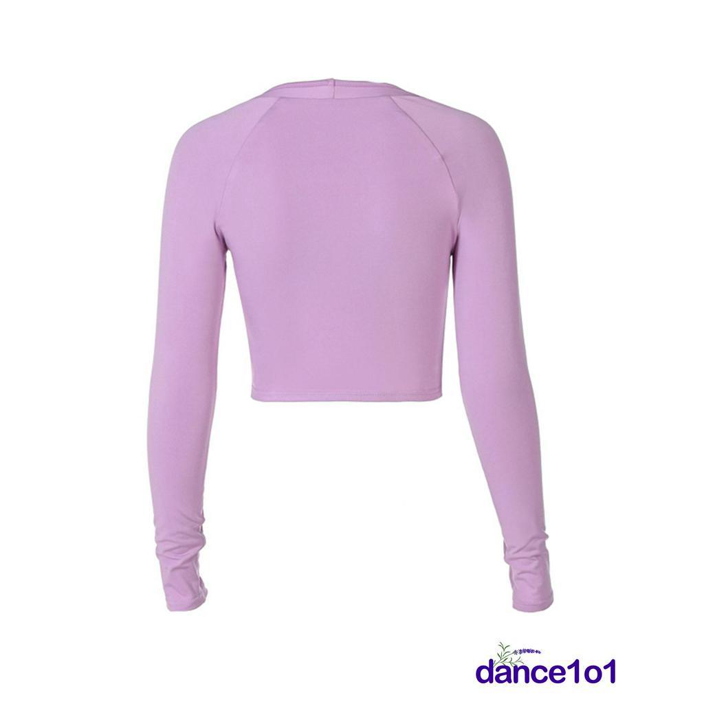 Áo Croptop Tay Dài Cổ Chữ V Màu Trơn