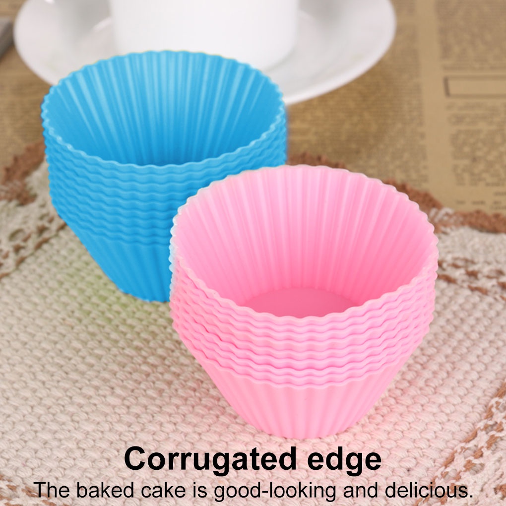 Set 10 Cốc Silicone Làm Bánh Cupcake Chống Dính Màu Hồng