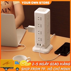 Ổ Cắm Điện Đa Năng Hình Tháp Nhiều Tầng T8/ T12 Chịu Tải 3600W, An Toàn Chống Cháy Chống Giật, Dây Dài 3m