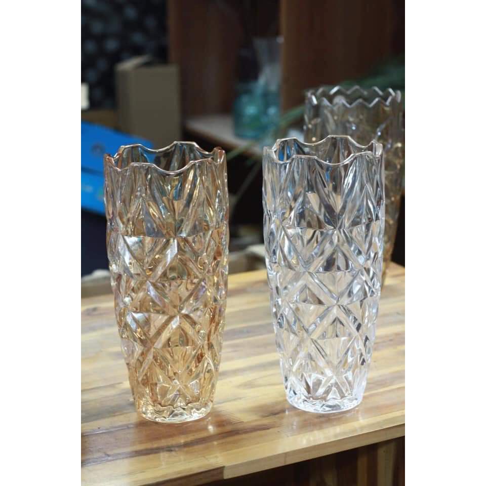 lọ bình hoa thủy tinh nhũ vàng cao cấp 30cm