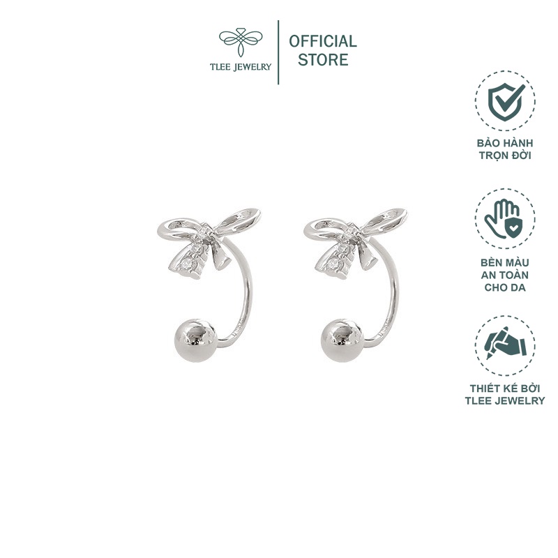 Khuyên tai bạc nữ TLEE nơ dáng cong chốt vặn nữ tính TleeJewelry B0103