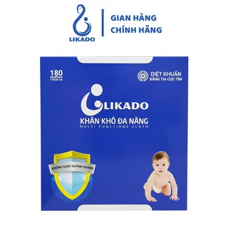  Khăn khô đa năng LIKADO dạng hộp 180 tờ rút kích thước 15*20cm