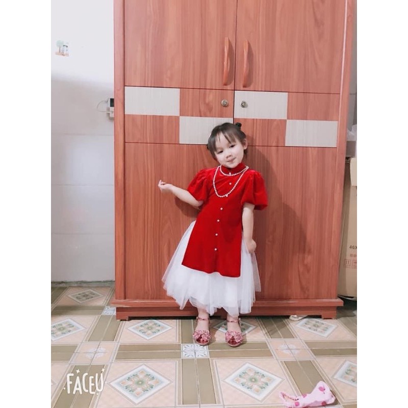 Áo dài tết cho bé gái  ĐÍNH NGỌC⚡𝑻𝑨̣̆𝑵𝑮 𝑩𝑶̛̀𝑴 𝑵𝑮𝑶̣𝑪 + 𝑽𝑶̀𝑵𝑮 𝑵𝑮𝑶̣𝑪 40k⚡NHƯ Ý HOUSE'S-  váy trẻ em Hàng Thiết Kế