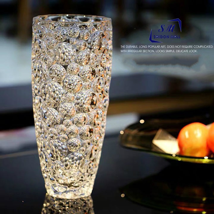 Bình bông lọ hoa thủy tinh trang trí CHẤM BI sang trọng cao cấp - lọ hoa cao cấp - 2032