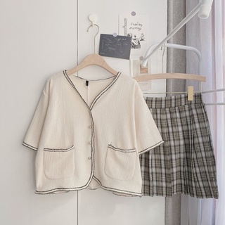 Set áo be chân váy kẻ dành cho nữ
