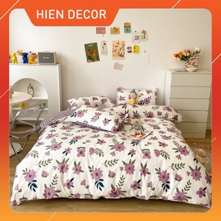 Bộ chăn ga Cotton Poly họa tiết HOA TÍM phong cách Hàn Quốc