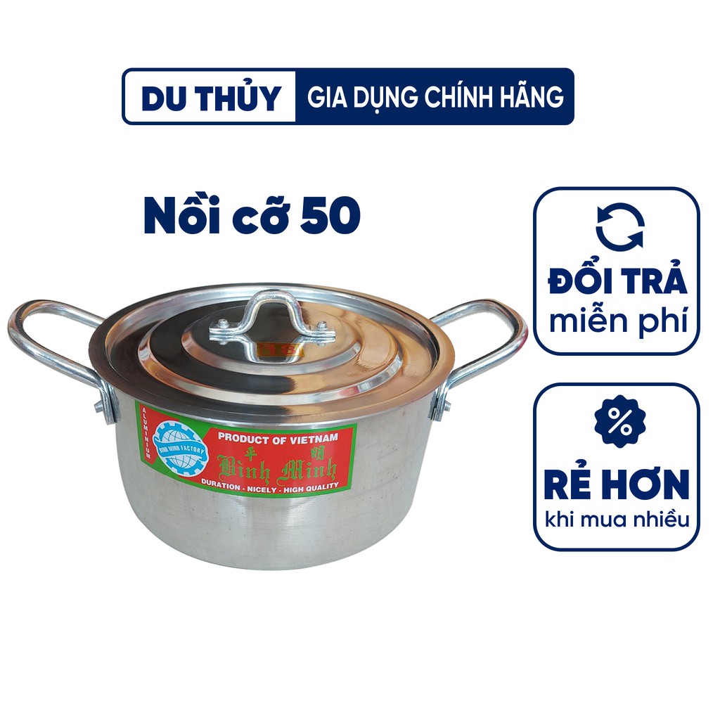 Nồi nhôm Bình Minh kích cỡ 50cm nồi làm thủ công tỉ mỉ, bền nhẹ, truyền nhiệt nhanh dẫn nhiệt tốt của gia dụng Du Thủy