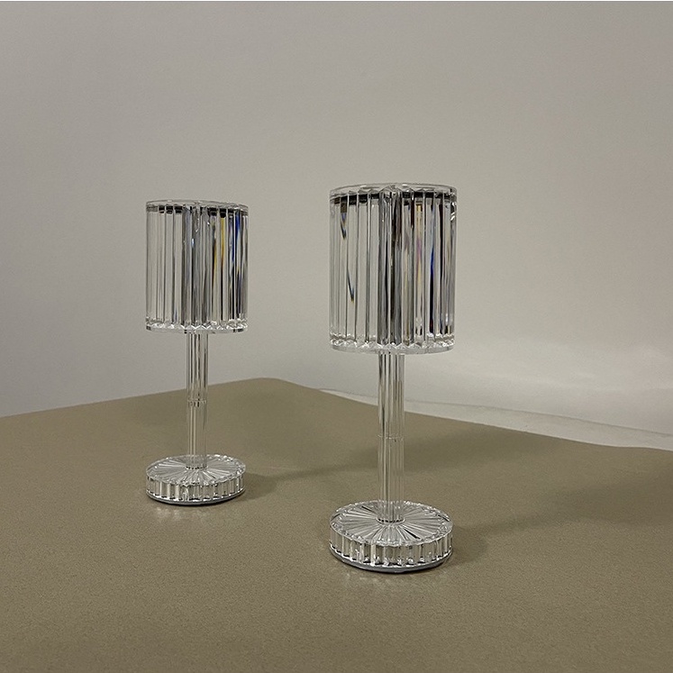 Đèn ngủ cảm ứng pha lê chụp trụ cổng sạc USB trang trí phòng ngủ phòng khác, bàn, quà tặng-Ráp