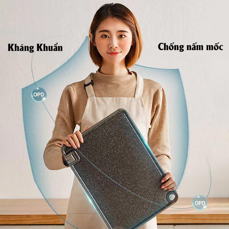 Thớt hai mặt kháng khuẩn, chống nấm mốc đa chức năng, khổ lớn 40cmx28cm