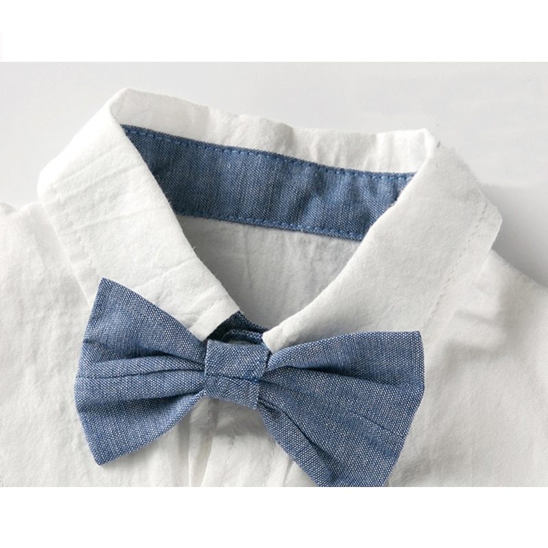 Bộ Trang Phục Bằng Vải Cotton Màu Trơn + Thắt Lưng Thời Trang Mùa Hè Cho Bé Trai