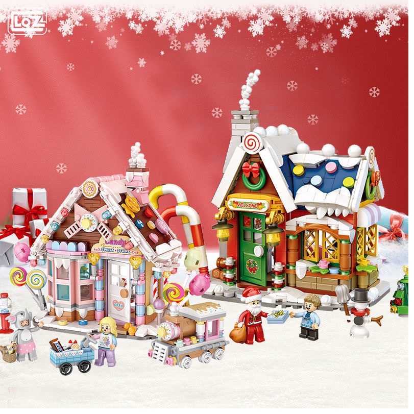 (NEW PRODUCT)Bộ mô hình lắp ráp khối xây dựng, đồ chơi New Year's Eve Day, Christmas House, Candy House quà noel