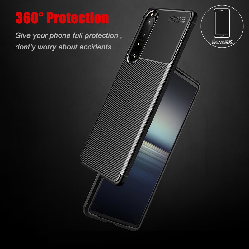 Ốp điện thoại TPU mềm sợi carbon cho Sony Xperia 1 10 5 Xperia1 Xperia10 III II