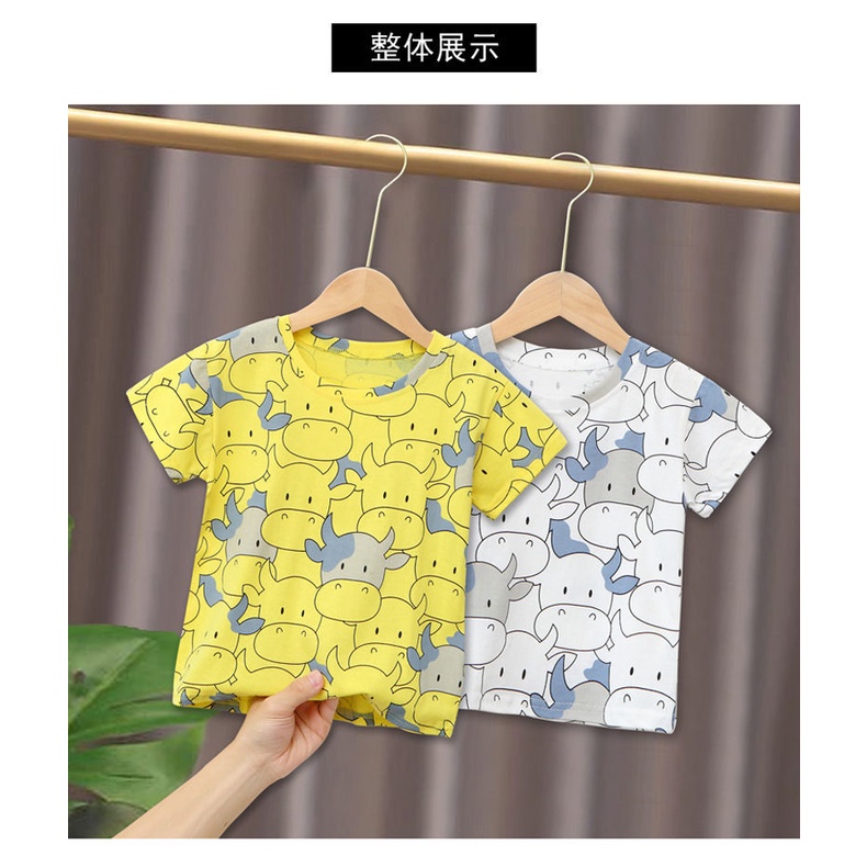 Áo Thun Ngắn Tay In Hoạt Hình Bò Sữa Kiểu Hàn Quốc Thời Trang Mùa Hè Cho Bé Trai