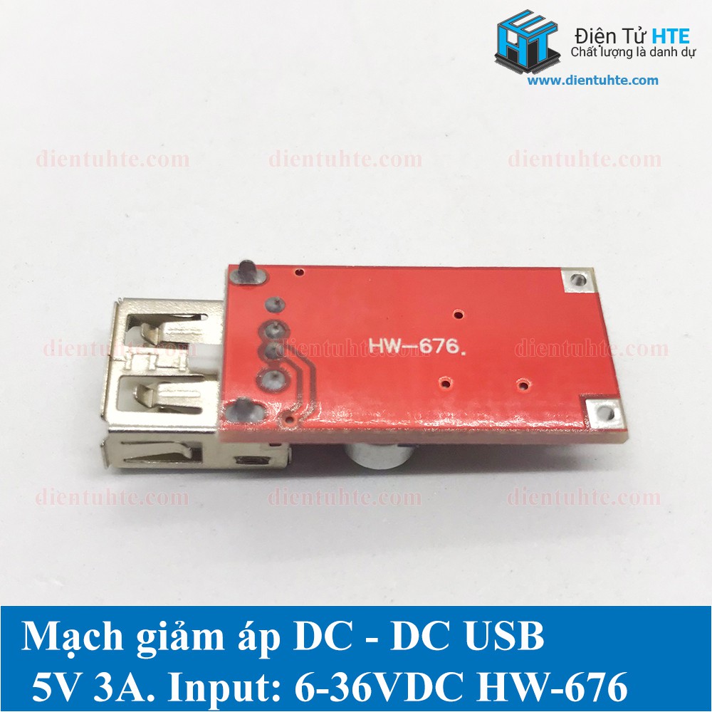 Mạch giảm áp DC - DC 1 cổng USB 5V 3A HW-676 [HTE Quy Nhơn CN2]