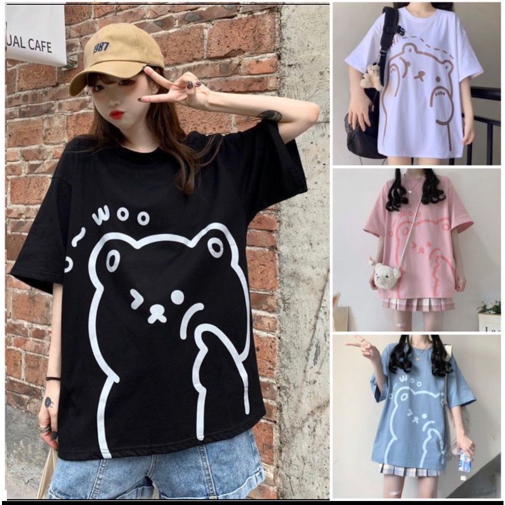 Áo Phông Nữ Tay Lỡ In Hình Gấu HO Sành Điêu Siêu Đẹp Oversize, Áo Hôdie Nữ Nhiều Màu