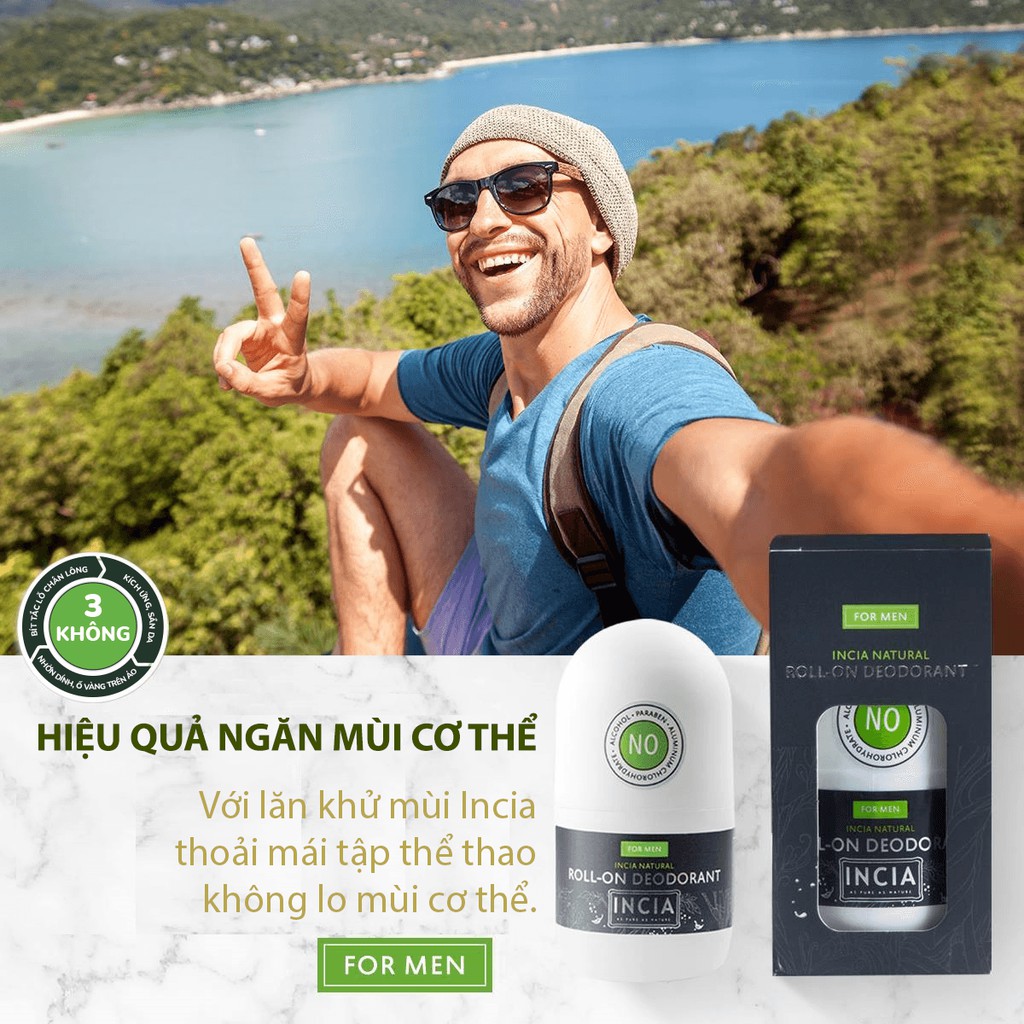 Lăn Khử Mùi Incia Ngăn Ngừa Hôi Nách, giảm tiết mồ hôi 50ml | BigBuy360 - bigbuy360.vn