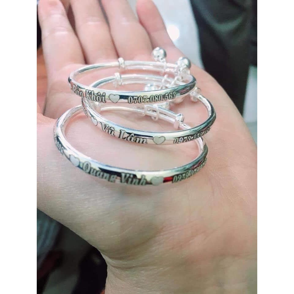 Lắc tay trẻ em , miễn phí khắc tên , hàng dày dặn , sáng đẹp - TÂN BẠC STORE