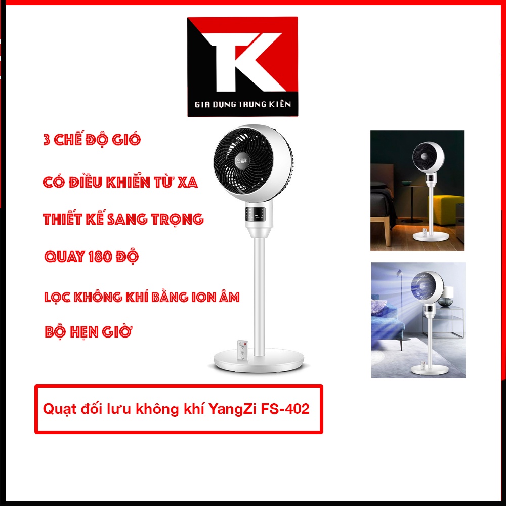 Quạt Đứng Đối Lưu Không Khí YangZi FS-402 Điều Khiển Từ Xa, 3 Chế Độ Gió, Quay 180 Độ - Bảo Hành 12 Tháng GDTK