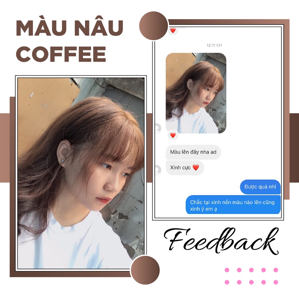 Thuốc Nhuộm Tóc Màu NÂU COFFEE | NÂU CAFE - Lên Từ Nền Đen - Minzihair