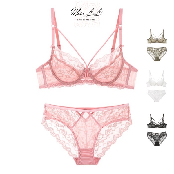 ஐ♀[FS HỎA TỐC 2h]Set Đồ Lót Nữ LOLI43 Man Dây Chéo Sexy Áo Bra Không Mút Có Gọng