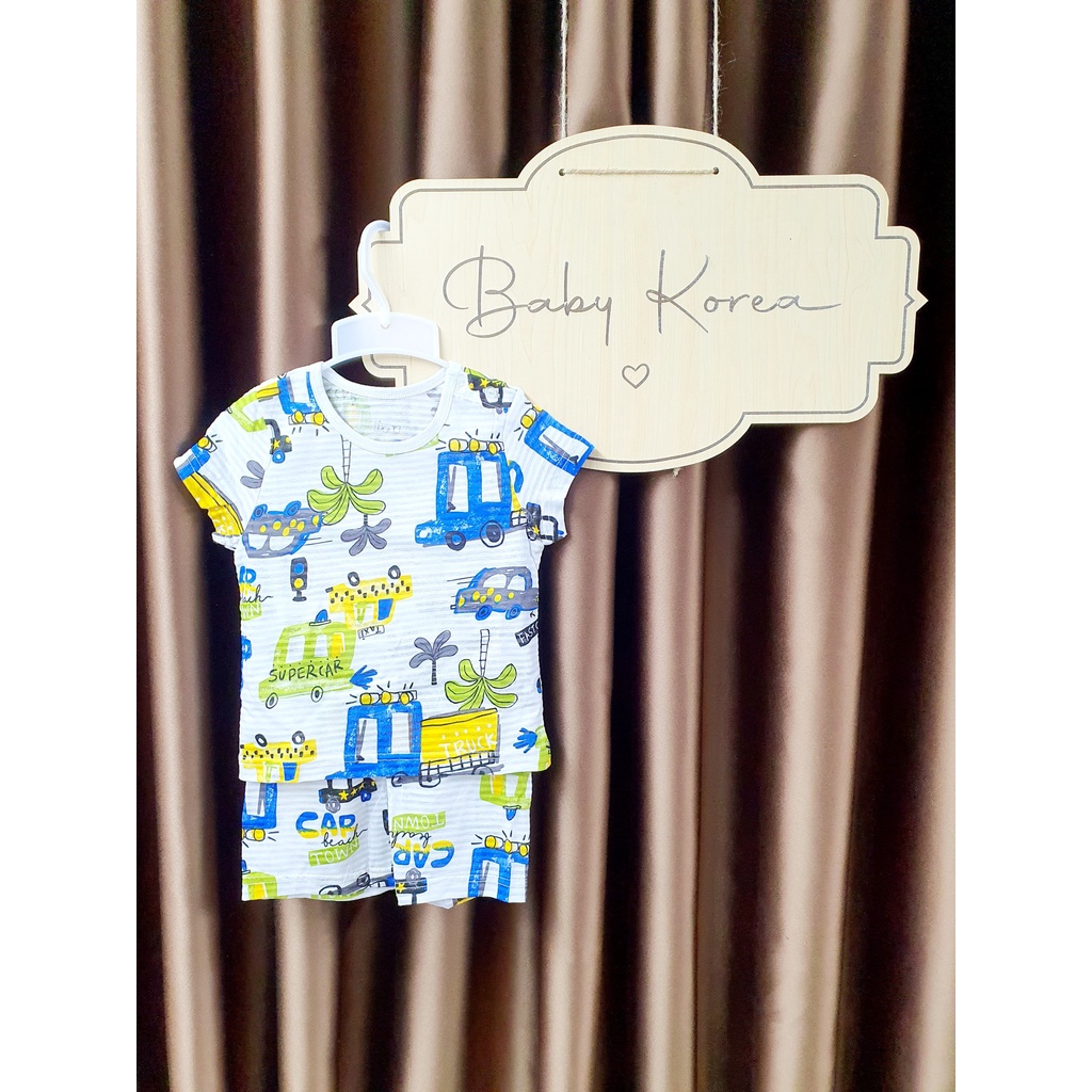 BỘ COTTON GIẤY CỘC TAY HÀN QUỐC CHO BÉ TRAI VÀ GÁI