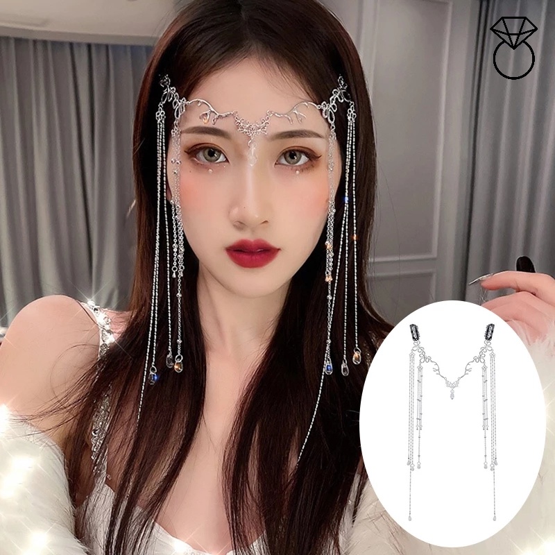 Phụ Kiện Cài Tóc Tua Rua Đính Ngọc Trai Nhân Tạo Hình Giọt Nước Cho Cô Dâu