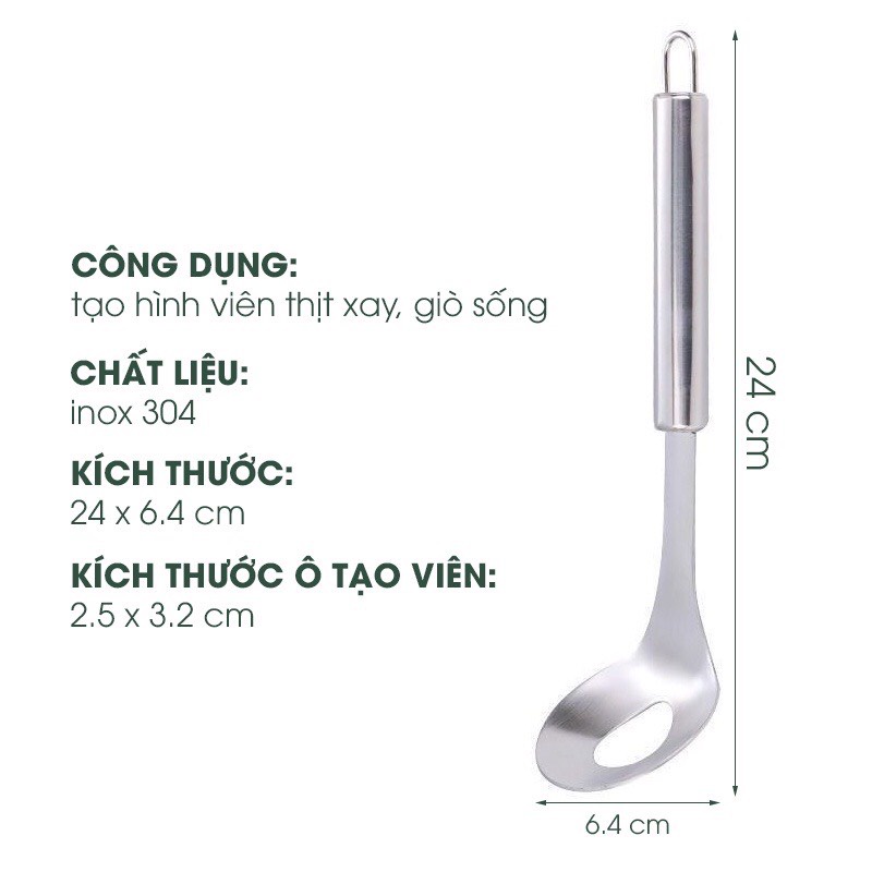 Dụng cụ làm thịt viên, cá viên. Thìa làm mọc viên tròn chống dính inox 304