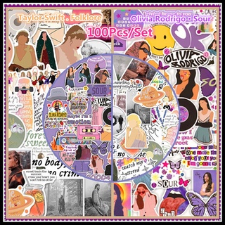 Bộ 100 cái decal dán trang trí hành lý laptop ván trượt hình Album thịnh hành của ca sĩ POP - Taylor Swift và dân gian