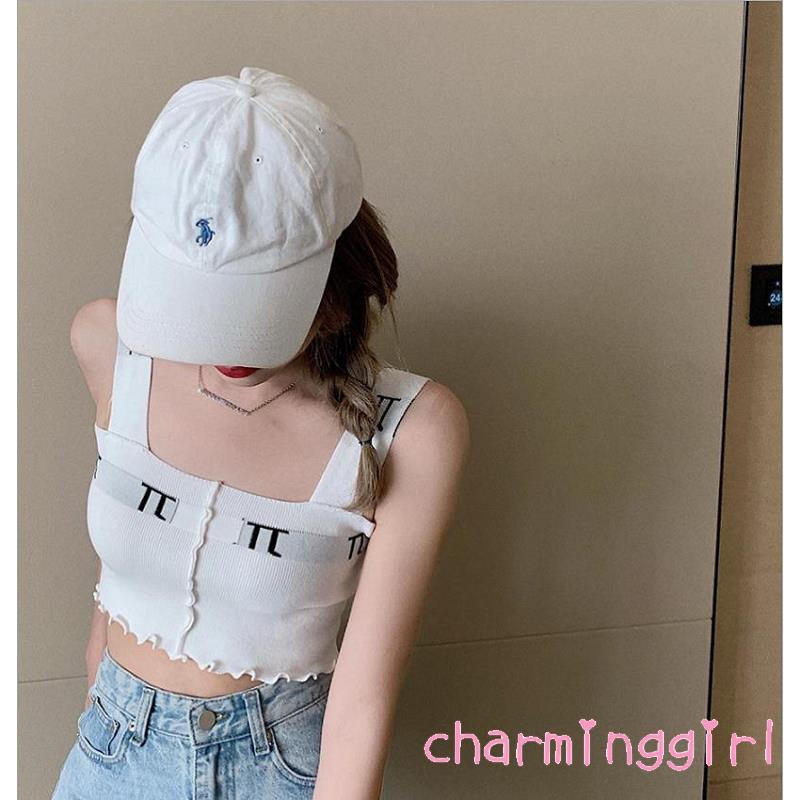 Áo nữ không tay cổ vuông in chữ gợi cảm