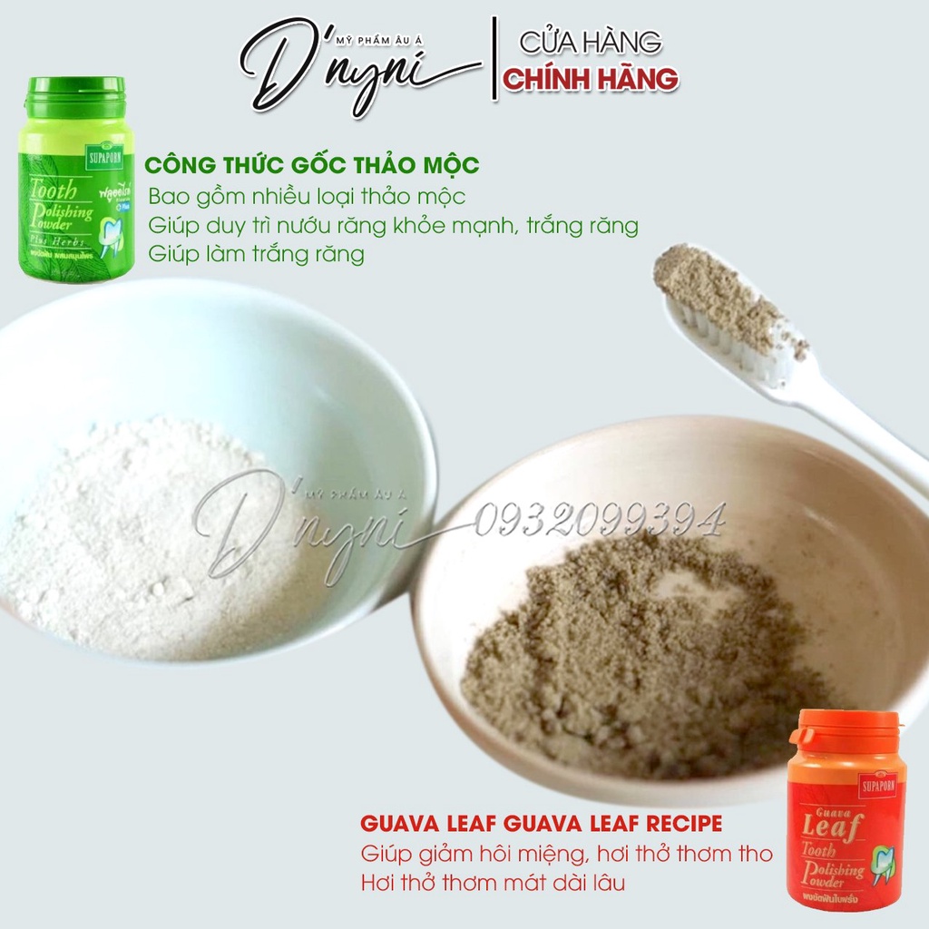 Bột tẩy trắng răng thảo dược SUPAPORN Tooth Polishing Powder Thái Lan (90g)