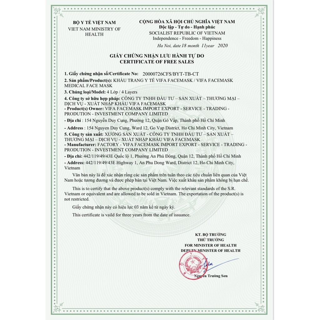 2 hộp khẩu trang y tế 4 lớp, VIFA FACEMASK , Màu xanh, ISO 9001:2015 Hồ Chí Minh