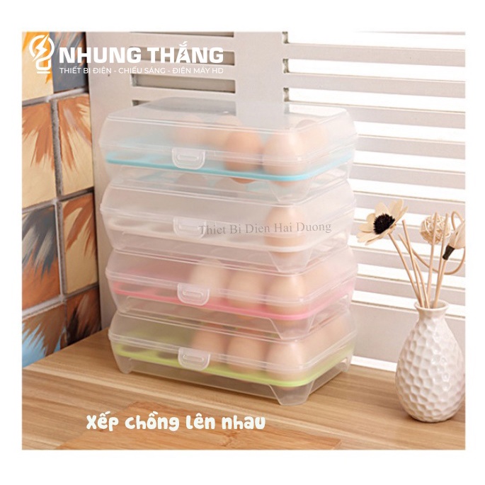 Hộp Đựng Trứng - Khay Đựng Trứng 1 Tầng 15 Lỗ - Chất Liệu Nhựa PP An Toàn Thực Phẩm