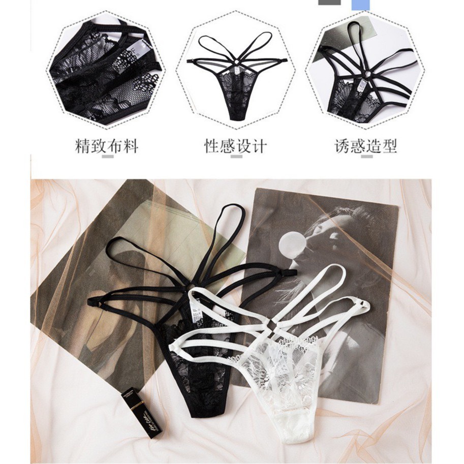 Quần Lọt Khe Nữ - Quần Lót Lọt Khe Sexy Ren Lọt Khe cao cấp phối cạp đan chéo cá tính gợi cảm mã C509