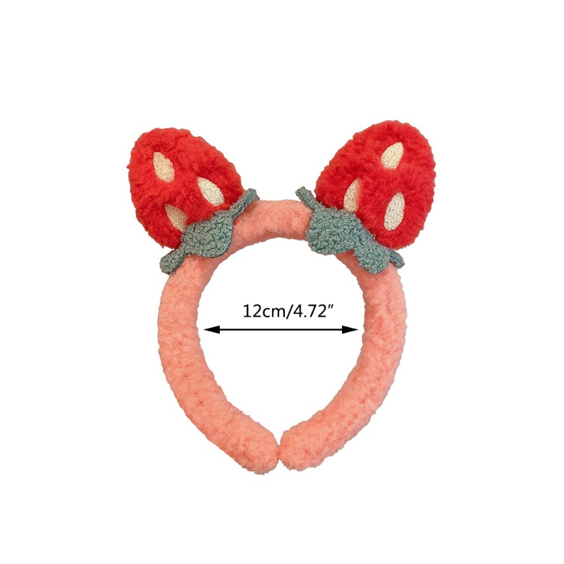 Flgo Băng Đô Rửa Mặt Trang Điểm Bằng Vải Lông Họa Tiết Dâu Tây Hoạt