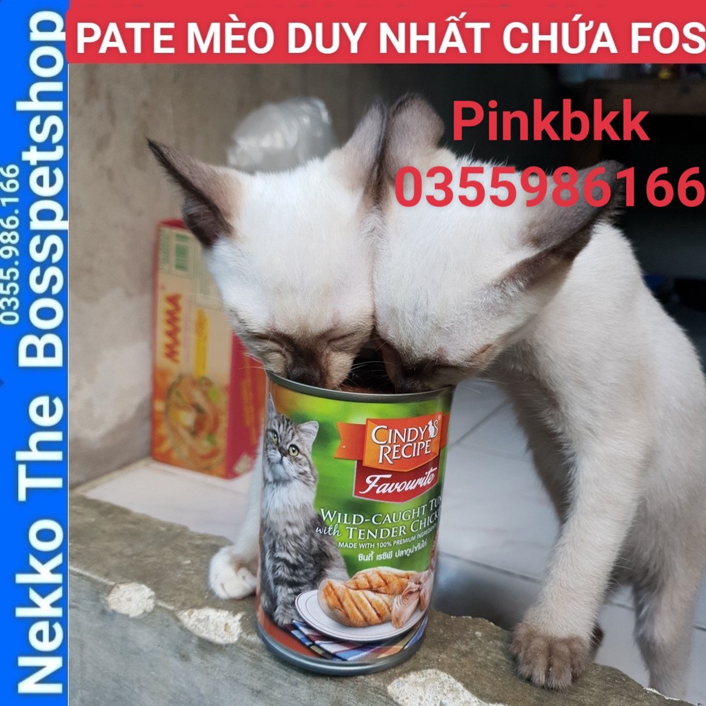 Pate meo Tiêu Búi Lông Cindy Recipe * PATE DUY NHẤT CHỨA FOS * NỘI ĐỊA THÁI LAN lon 400g