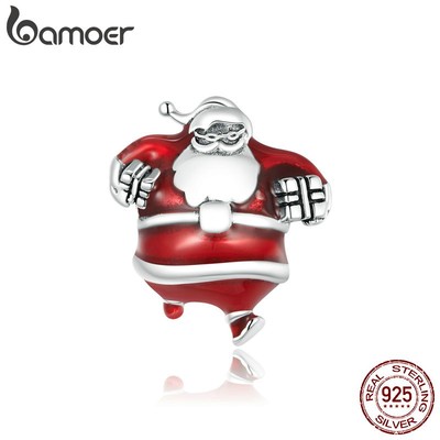 Hạt Charm Bamoer SCC1664 Hình Ông Già Noel Độc Đáo Bằng Bạc 925 Thật Dành Cho Trang Sức Cao Cấp