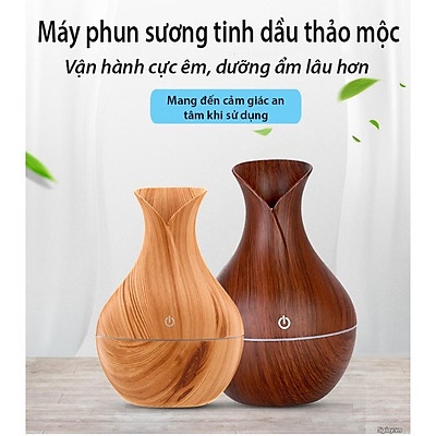 CHUYÊN SỈMáy xông tinh dầu trong phòng vân gỗ tròn hình lọ hoa phun sương đuổi muỗi lọc không khí giúp thưthái ngủngon