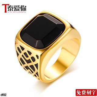 Nhẫn Thép Titan Màu Đen 17.5mm Kiểu Thái Lan Cá Tính Cho Nam