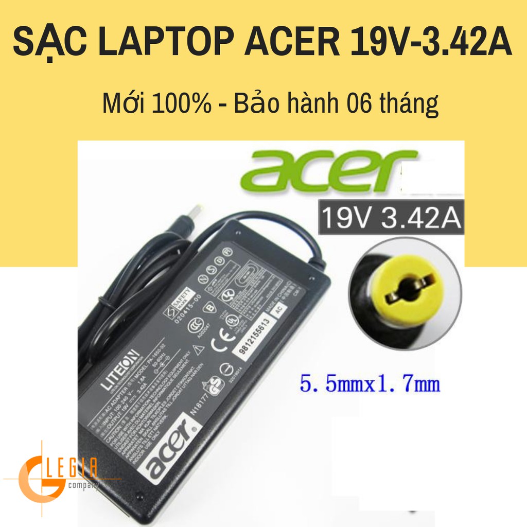 Sạc laptop Acer 19V - 3.42A (Đen)