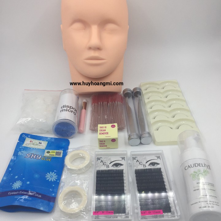 Combo tập nối mi cơ bản 360k_dụng cụ mi_keo nối mi_uốn mi_Huy Hoàng Mi