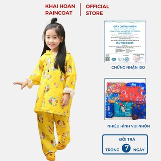 Bộ áo mưa trẻ em loại 1, vải dù chốn thấm, họa tiết đáng yêu