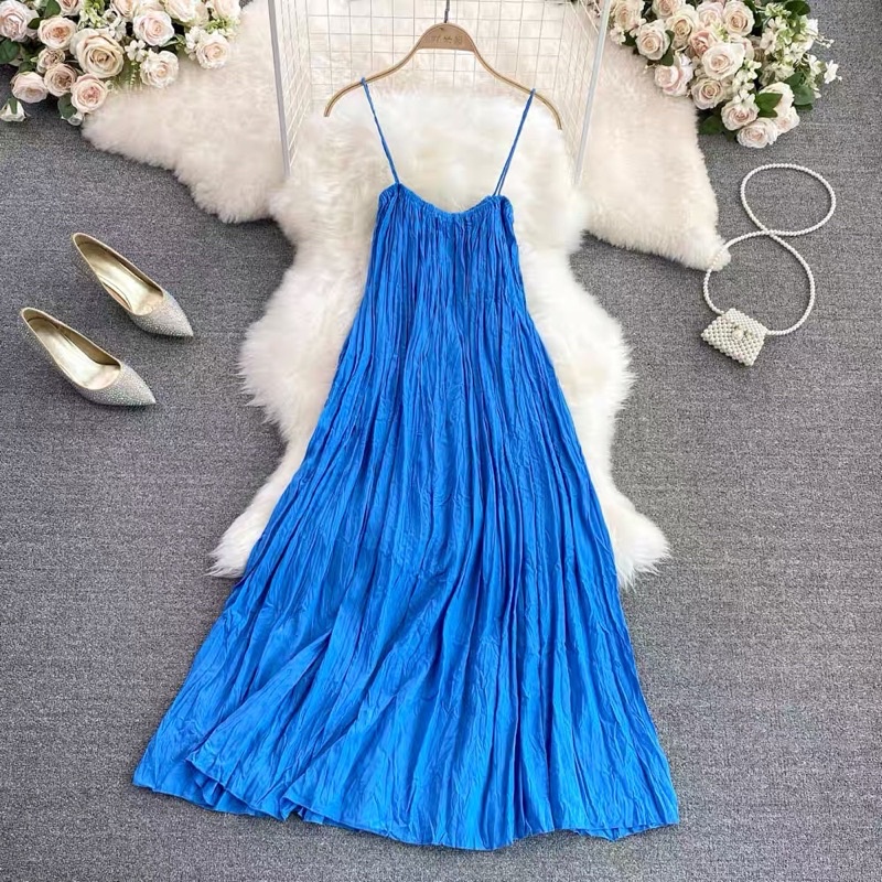 Đầm maxi hai dây xanh